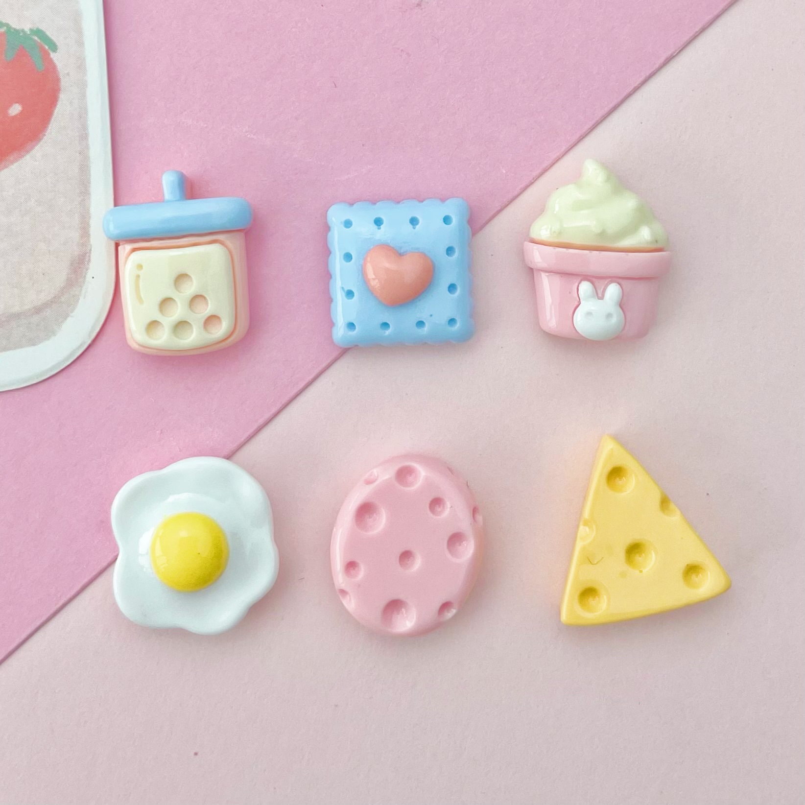 Brillante mini queso tamaño pequeño huevo leche té taza resina accesorios helado comida y juego crema pegamento borde Accesorios