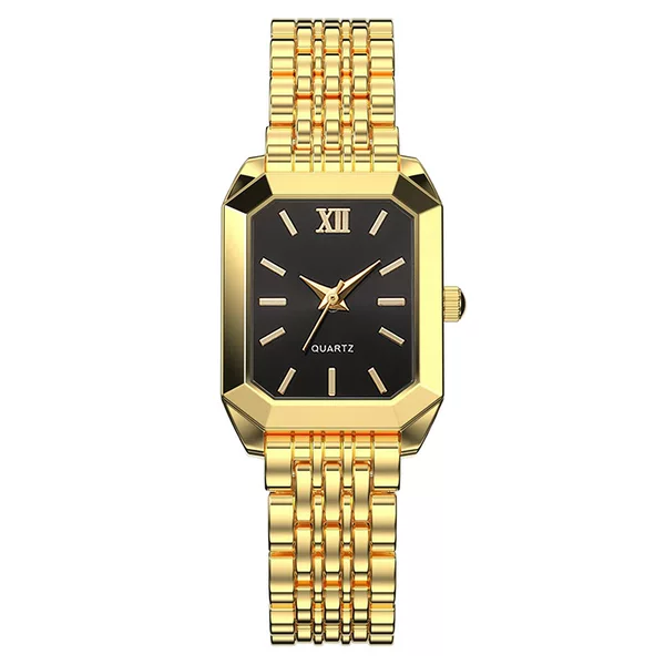 New luxury steel strap women's watch with hands, stylish and simple square quartz wristwatch for female students, wholesale for cross-border e-commerce