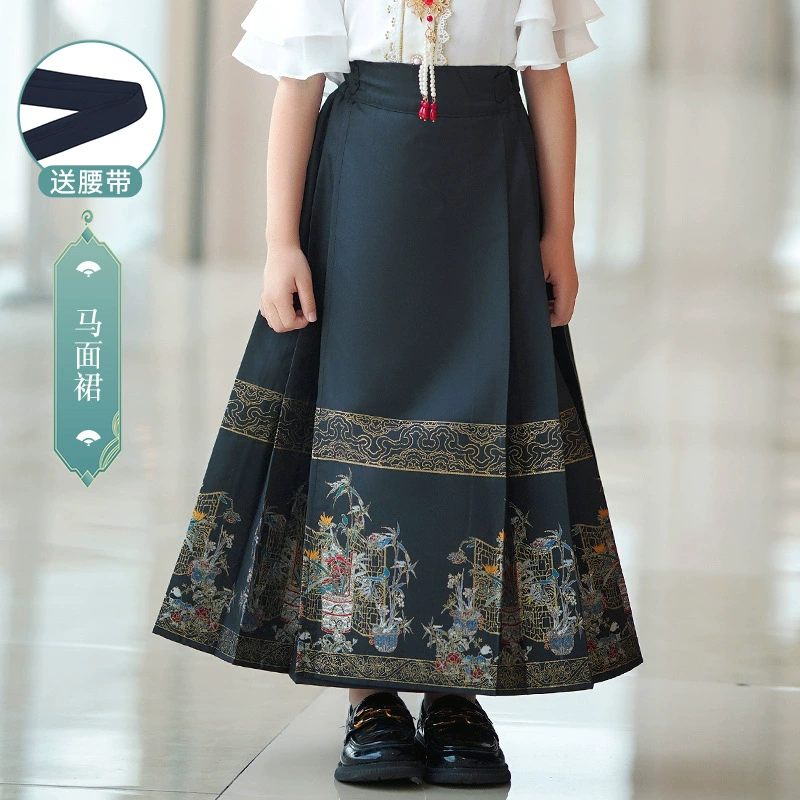 Horse-faced skirt mid-large children's suit 2025 new children's national style high-end Chinese costume for girls Chinese style ancient costume