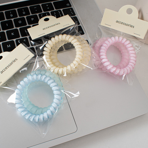2 Pack Gel Color Phone Cords for Summer Sanding Headbands Invisible Elastic Hair Ties Hair Accessories Wholesale for Women