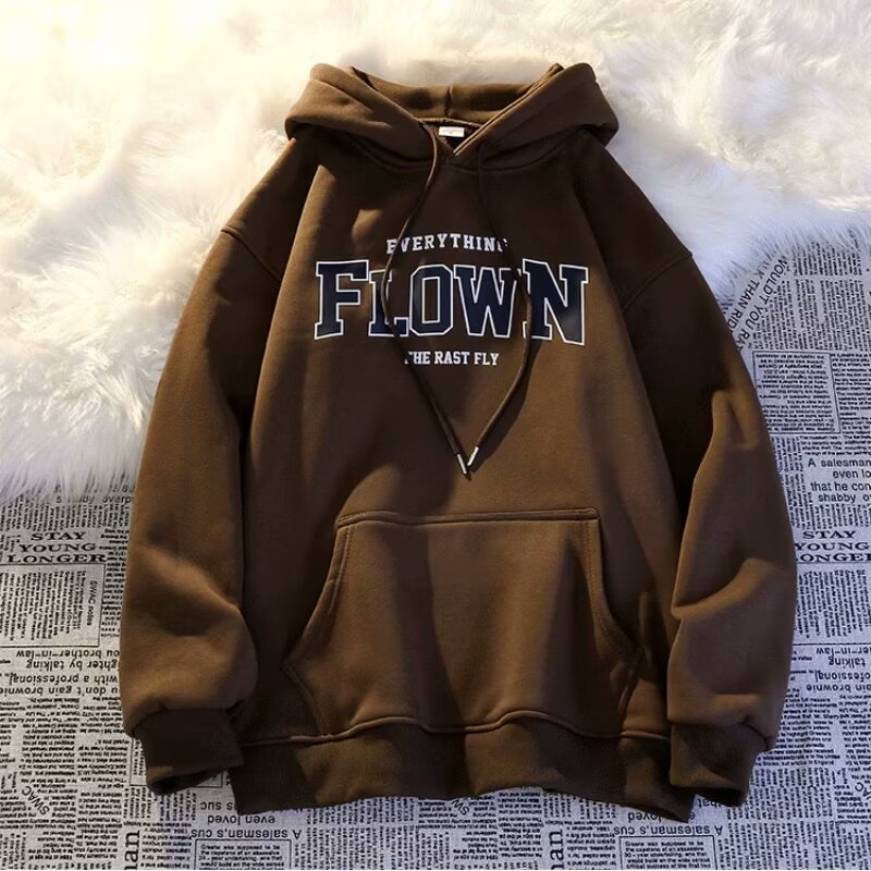 连帽卫衣男秋冬季2024新款美式高街帽衫宽松加绒外套潮牌国风衣服