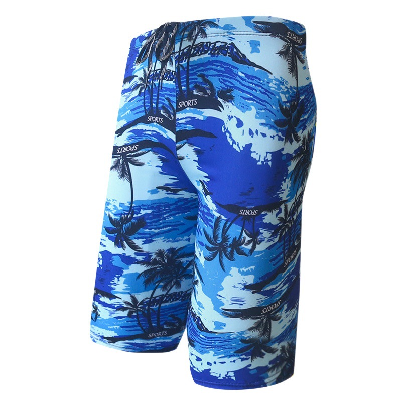 Calzoncillos de natación estilo caliente de los hombres más tamaño de la moda de poliéster cinco pantalones de primavera caliente anti-vergüenza Impresión digital boxeador bañador