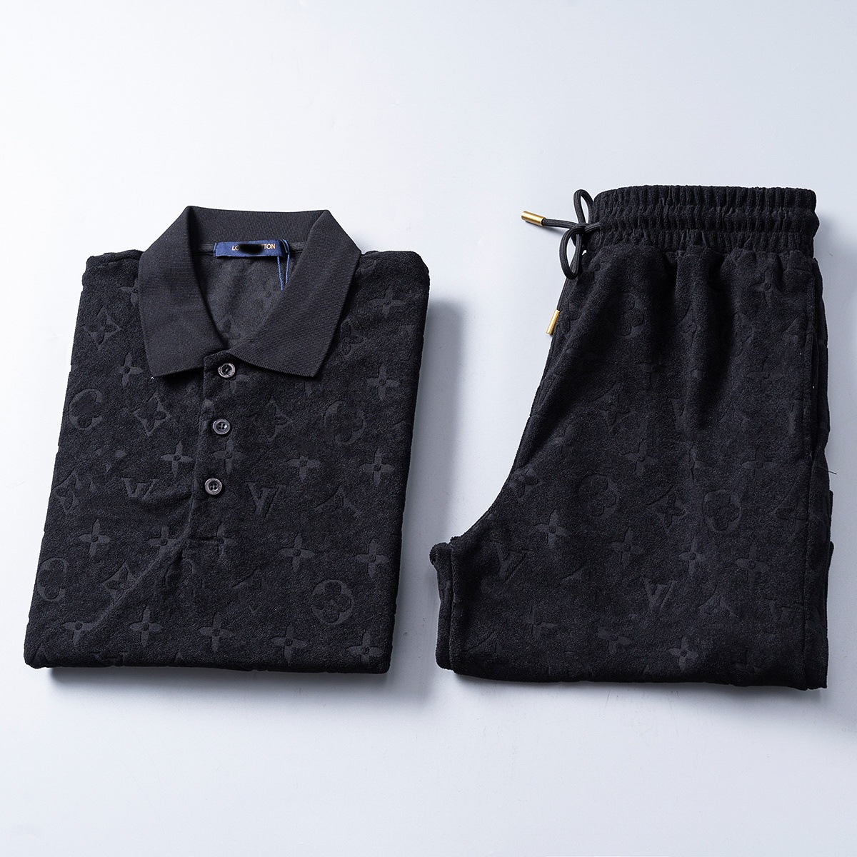 Cross-border versión correcta polo manga corta set de collar de verano clásico toalla de hombre bordado casual Europa y América explosión