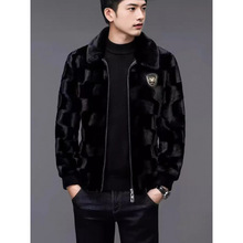 貂皮大衣男宝嘉美水貂整貂皮草海宁皮衣冬季翻领夹克裘皮外套金貂