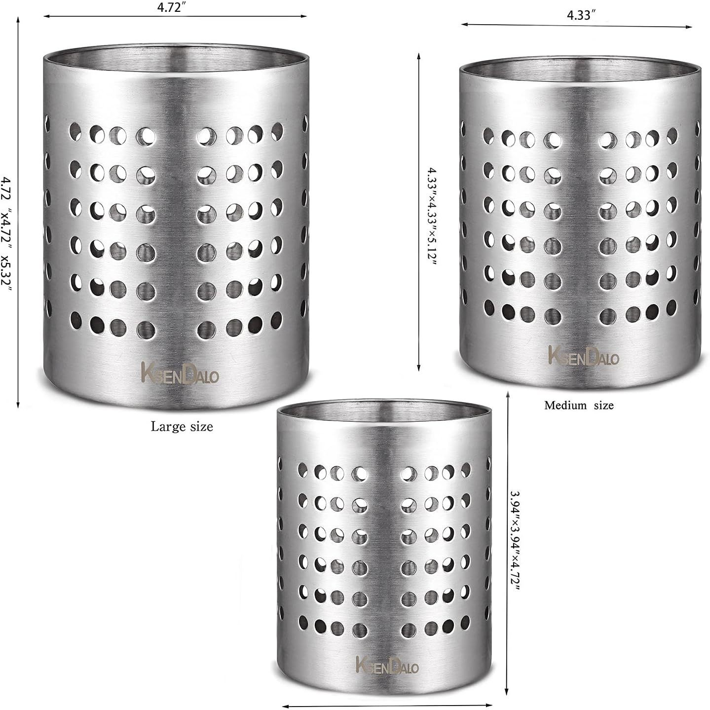Tubo de palillos de acero inoxidable Estante de utensilios de cocina de acero inoxidable Tubo de palillos redondo grande y pequeño