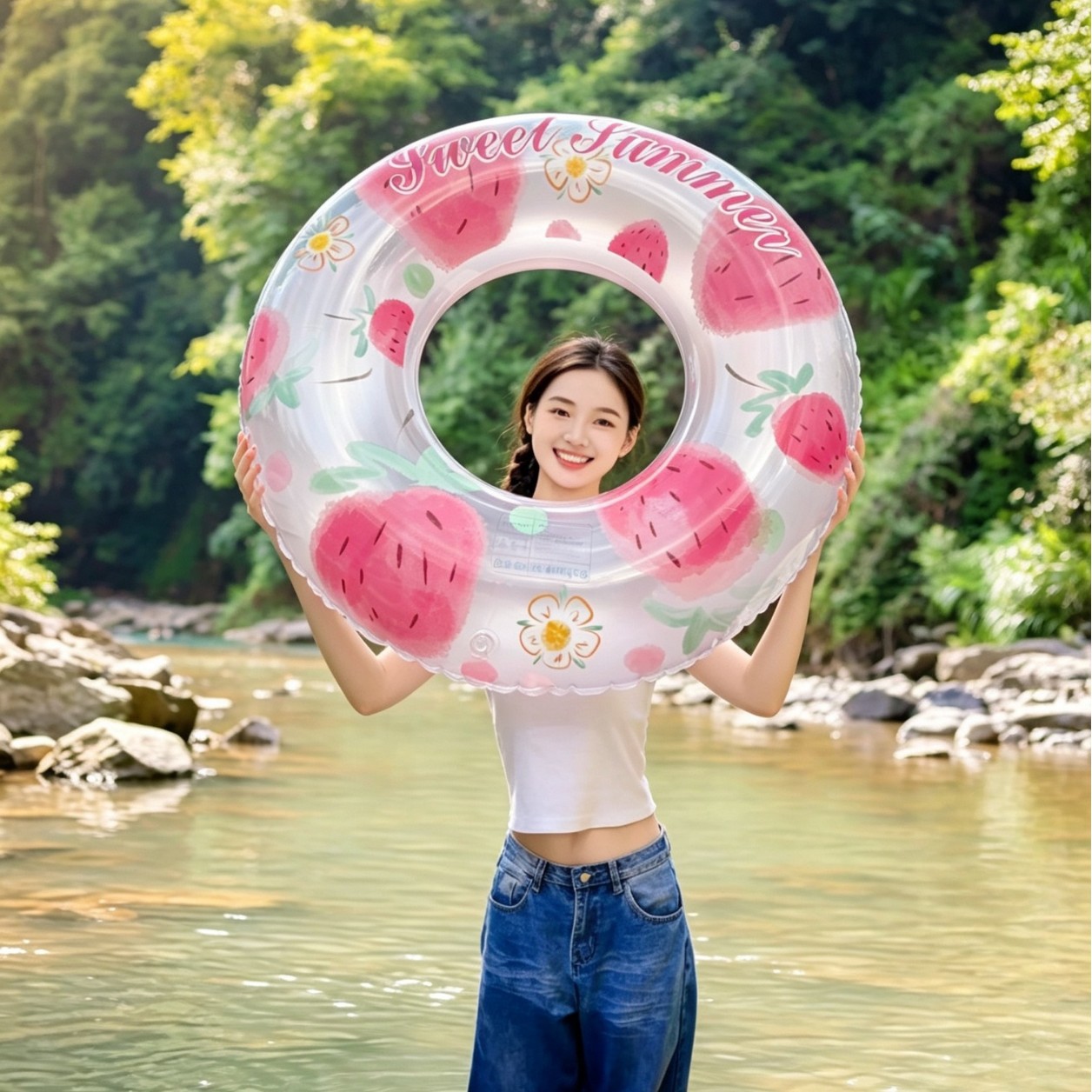 inflatable cartoon swimming ring PVC