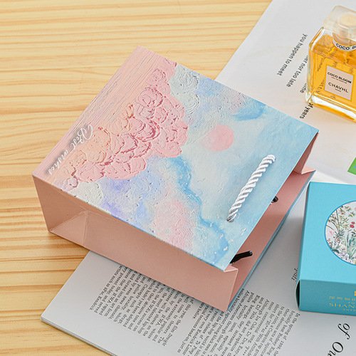 New Monet Oil Painting Gift Bag Glimpse Handbag Image Art Paper Bag Ornaments Birthday Gift Gift Bag