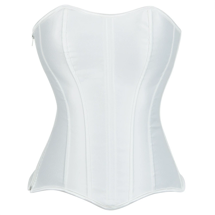 Full-Body Corset Zipper Waist Trainer, Women's Shaping Brace, Black/White, XXS–XXL