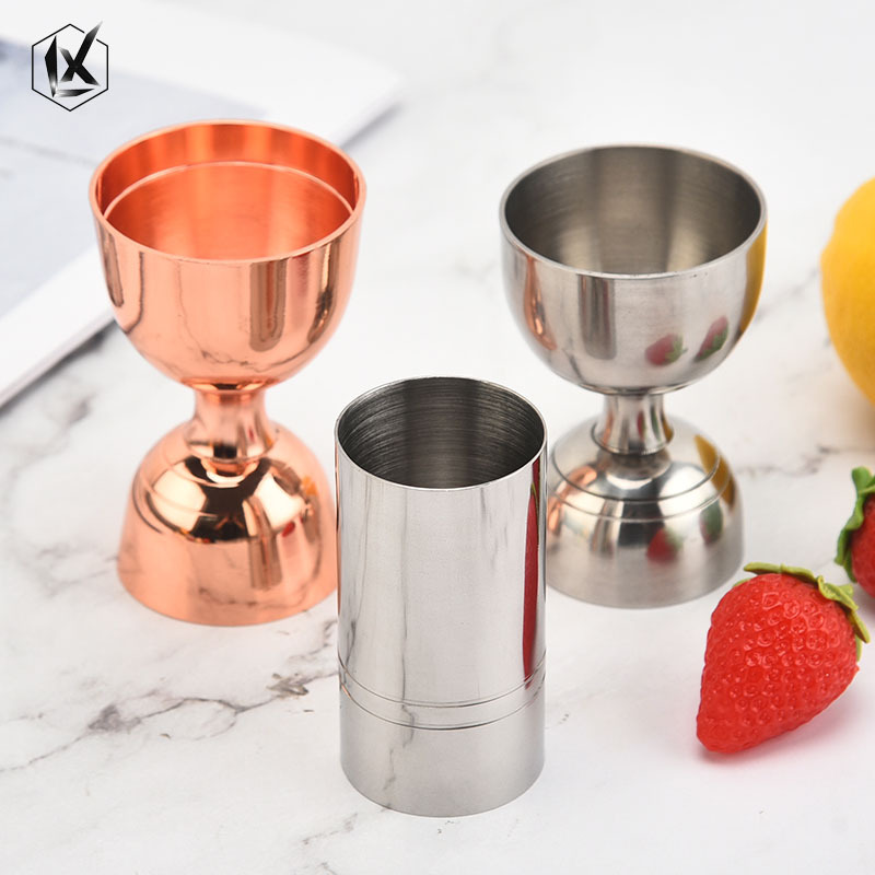 304不锈钢印第安式量酒器调酒工具双头直身量杯刻度盎司器安士杯