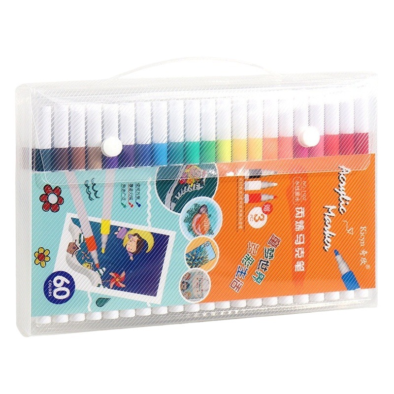 Venta al por mayor traje de marcador acrílico pintura de los niños graffiti de cerámica 60 colores DIY de secado rápido pluma de acuarela impermeable