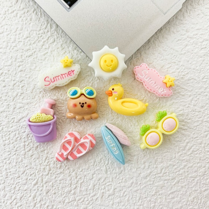 Mini small size Summer Vacation Sand Bucket Slippers DIY Resin Accessories Children's Fun Nail Diamond Phone Case Headwear Decoration
