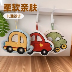 漫画かわいい小さな車タオル吊り下げ式厚手吸水速乾トイレキッチンタオル子供ハンカチ