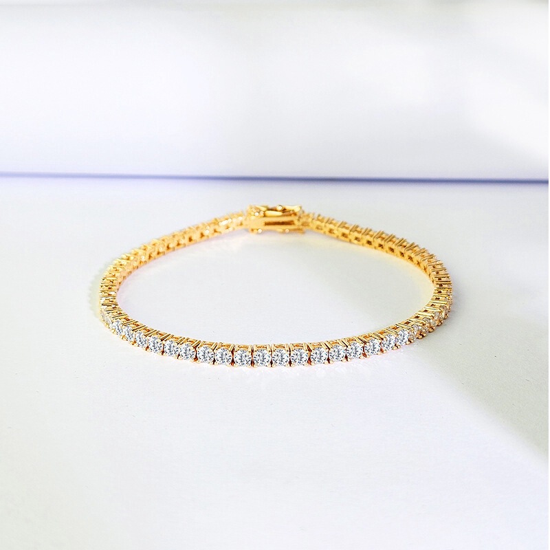 Cross-Border European and American 3mm 5mm Zircon Bracelet Single Row Full Diamond Hip-Hop Tennis Chain 18K Copper Plated with Real Gold in Stock Cross-Border European and American 3mm 5mm Zircon Bracelet Single Row Full Diamond Hip-Hop Tennis Chain 18K Copper Plated with Real Gold in Stock