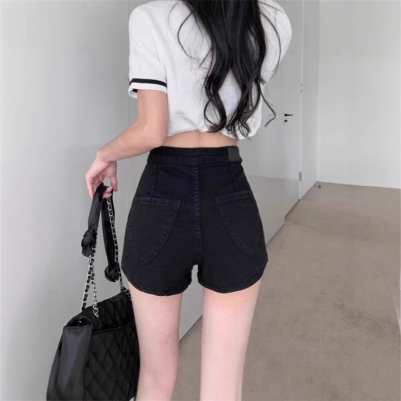 Spring American Style Hot Girl Stretch Denim Shorts Women's Clothing Small High Waist Slimming Outer Wear Biker Hot Pants Thin