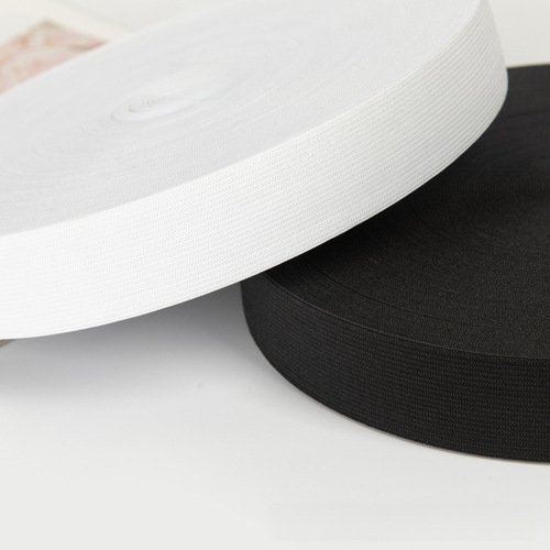 Wholesale black and white hook and loop fastener webbing, 1cm~20cm, knit elastic fabric auxiliary material, rubber band.