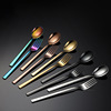 Eyn 304 stainless steel Korean spoon spoon fork rectangular handle tone pupa spoon size company gift tableware tableware steak knife