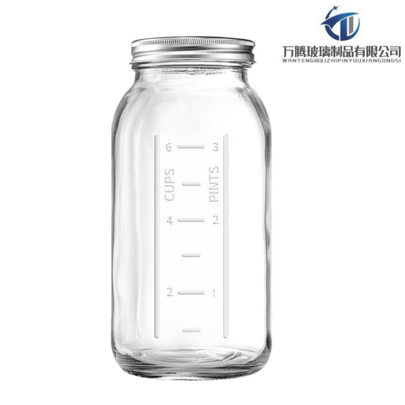 亚马逊玻璃罐带密封盖64oz大容量腌制储存发酵透明刻度梅森罐