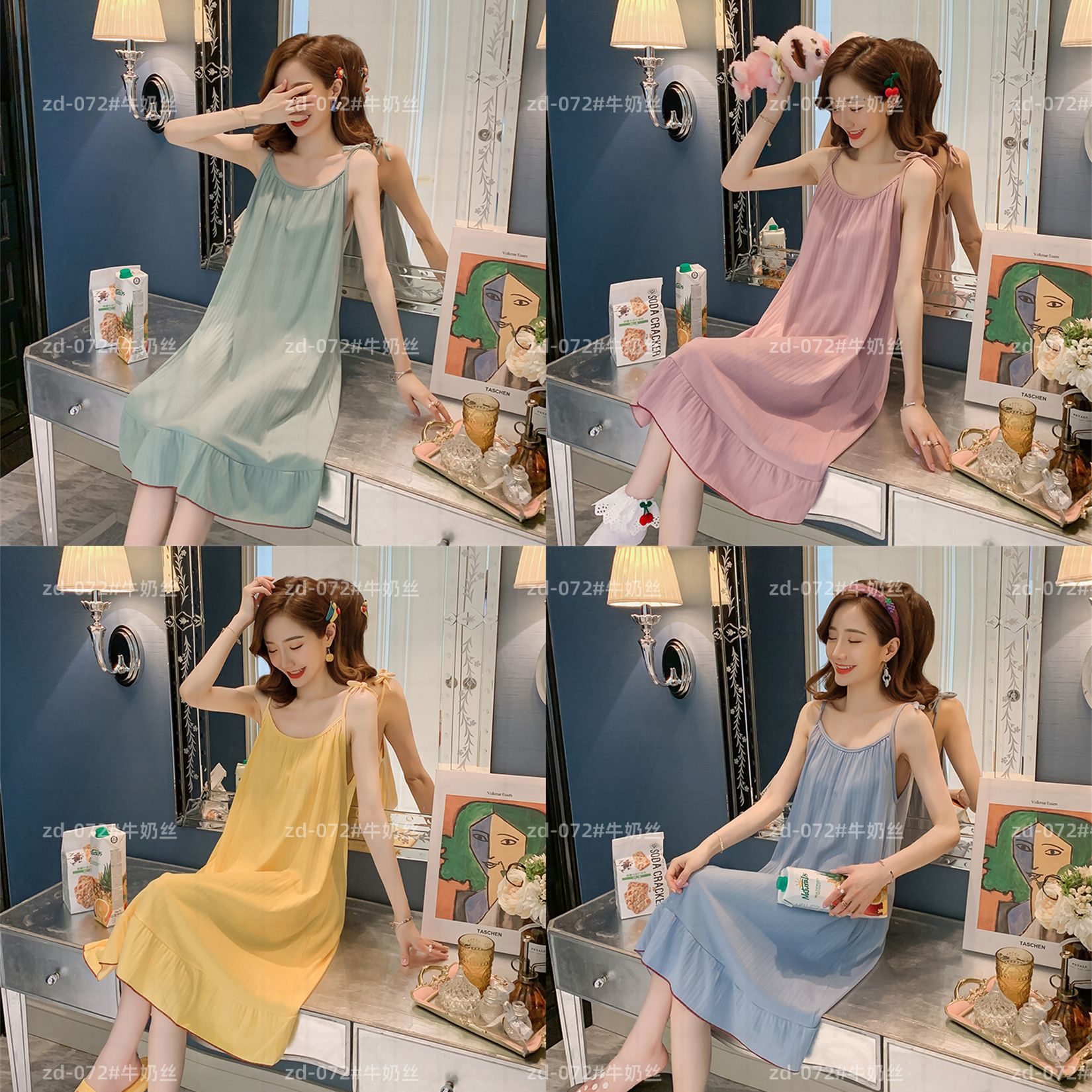Pajamas de verano delgados de mujer en 2024 nuevo estilo coreano dulce estudiante sexy puro estilo simple vestido de pijama
