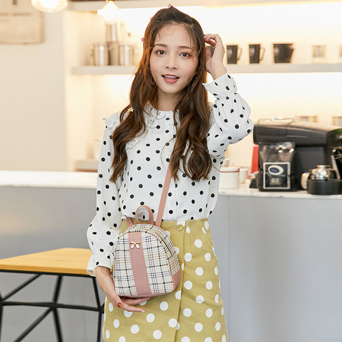 Korean Printed Plaid Backpack Foreign Trade Wholesale 2024 Summer and Autumn New Ladies Bow Student Casual Small Bag