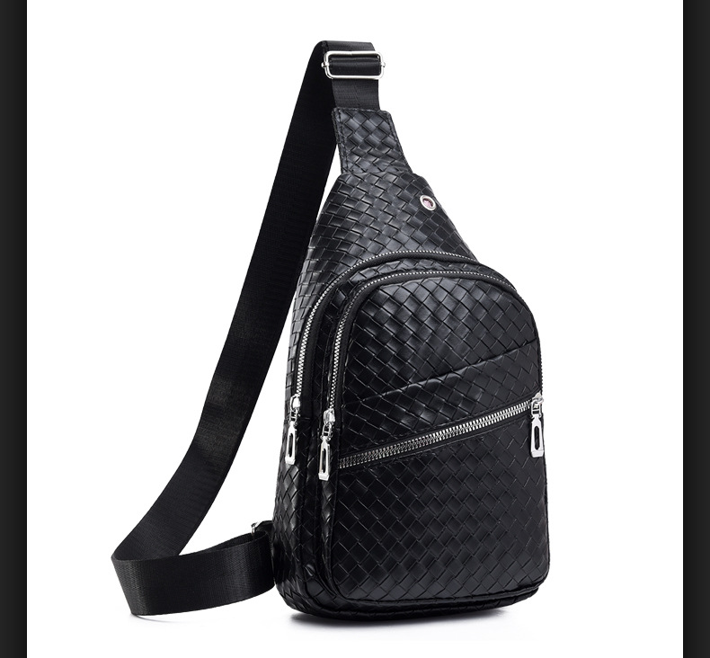 New trendy men's PU soft leather chest bag, simple single-shoulder bag, waterproof casual business crossbody bag, coin purse wholesale undefined