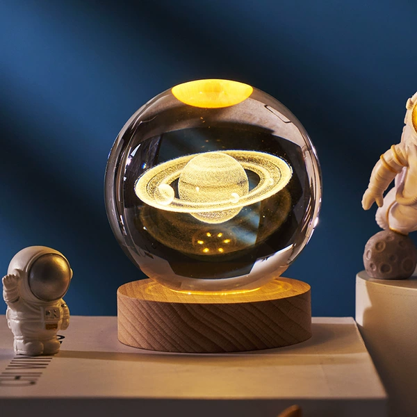 Saturn 6cm+warm light+gift bag base engraving
