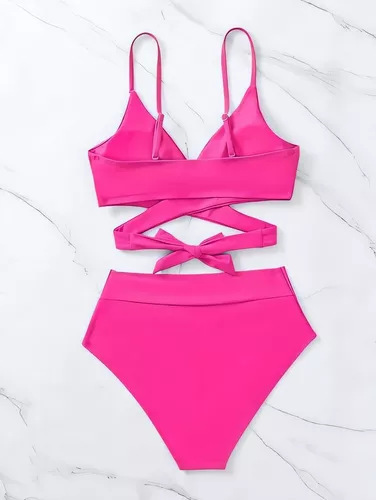 Sexy bikini donna set due pezzi con lacci costume da bagno vacanza_voghion.com