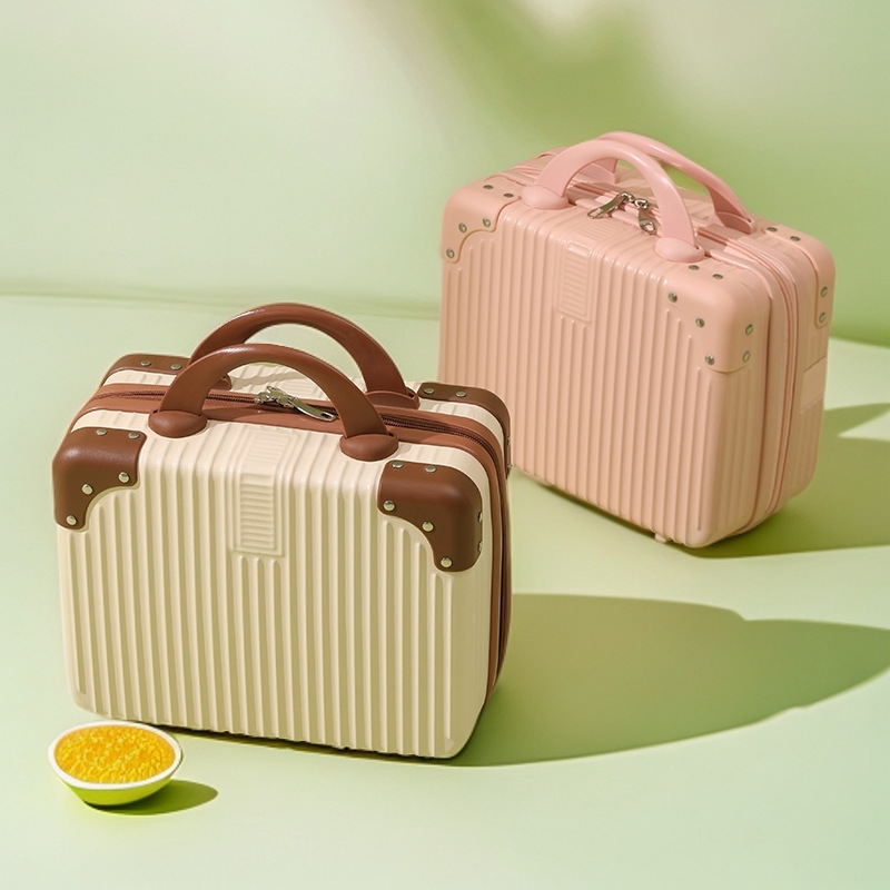Maßgeschneiderte Handgepäck-Kosmetikkoffer 14 Zoll, kleine Reisekoffer, Zahlenkombinationskoffer, Reisekoffer, Bordgepäck Macaron-Farben Bordgepäckkoffer