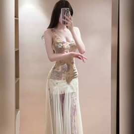 法式绝美浪漫粉色仙女裙长款显瘦氛围感气质海边度假风连衣裙夏季