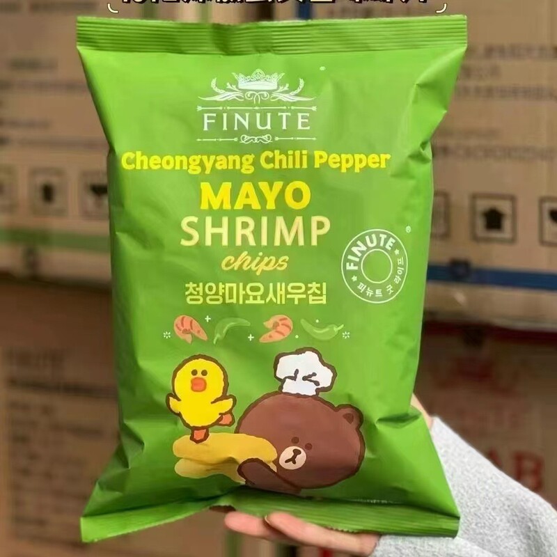 FINUTE グリーンガーリック風味のエビせんべい ブラックペッパー クラブチリ卵黄 韓国輸入 82g オフィス アフタヌーンティー|undefined