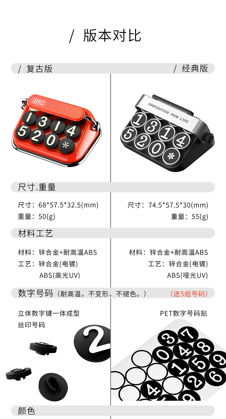 New typewriter temporary parking sign retro phone number plate creative car decoration mobile phone number moving card