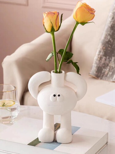 Nordic INS style large footed vase, cute and luxurious entryway dining table decor, decorative item, moving house gift, children's room flower arrangement
