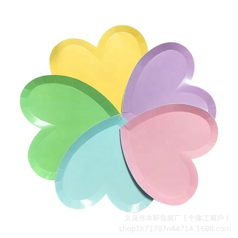 Niceparty 10 bandejas de papel de amor pastel bandejas de frutas desechables de fiesta de cumpleaños decoración de escenario