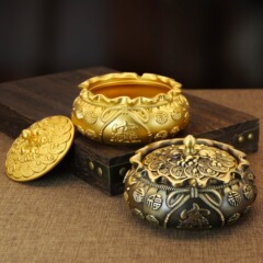 Brass ashtray money bag ashtray chess ashtray opening Baifu fortune-making antique with lid Nafu