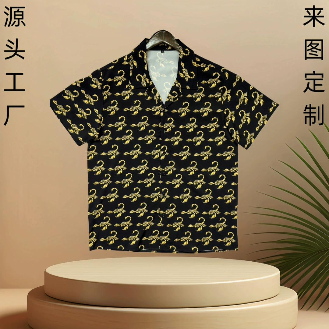 Изготовленная на заказ гавайская рубашка с полным принтом, Мужская свободная пляжная рубашка с короткими рукавами, летняя пляжная рубашка с короткими рукавами для внешней торговли