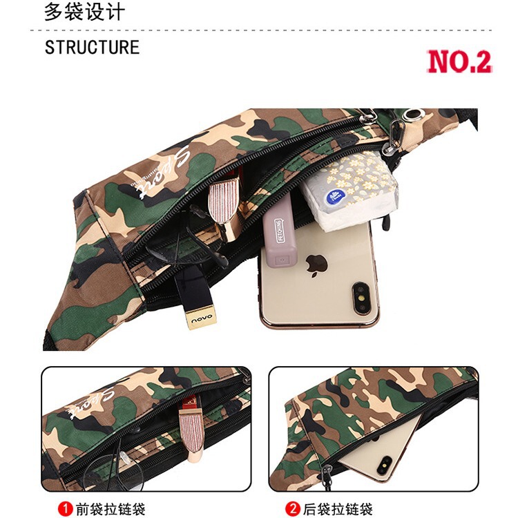 メンズ迷彩防水ウエストバッグスポーツランニングレジベルト携帯電話バッグ屋外多機能斜めチェストバッグ|undefined