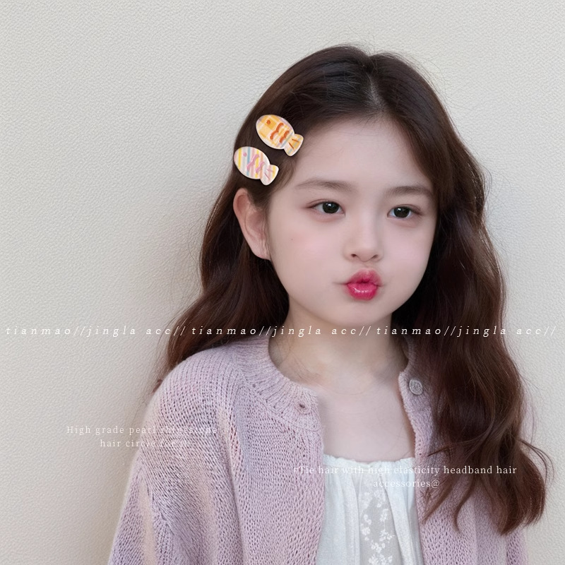 Pequeño pez de color clip para el cabello de la mujer adorable clip para el cabello de pestaña lateral dulce multifacé frente rotura clip para el cabello de boca de pato