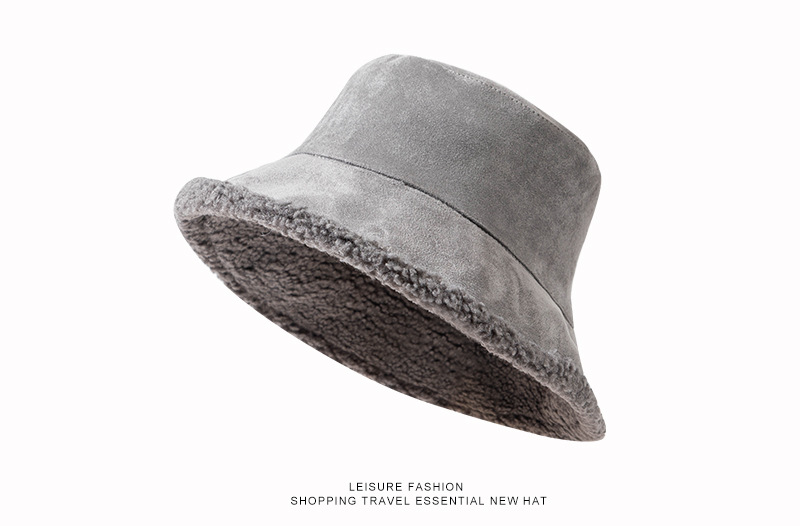 Secchio Instagram da indossare su entrambi i lati, cappello da pescatore in pelliccia di agnello ispessita, orecchio caldo autunnale e invernale per bambini_voghion.com