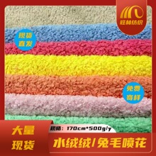 现货水绒绒兔毛喷花高密不掉毛潮玩毛绒玩具绒布服装围巾面料批发