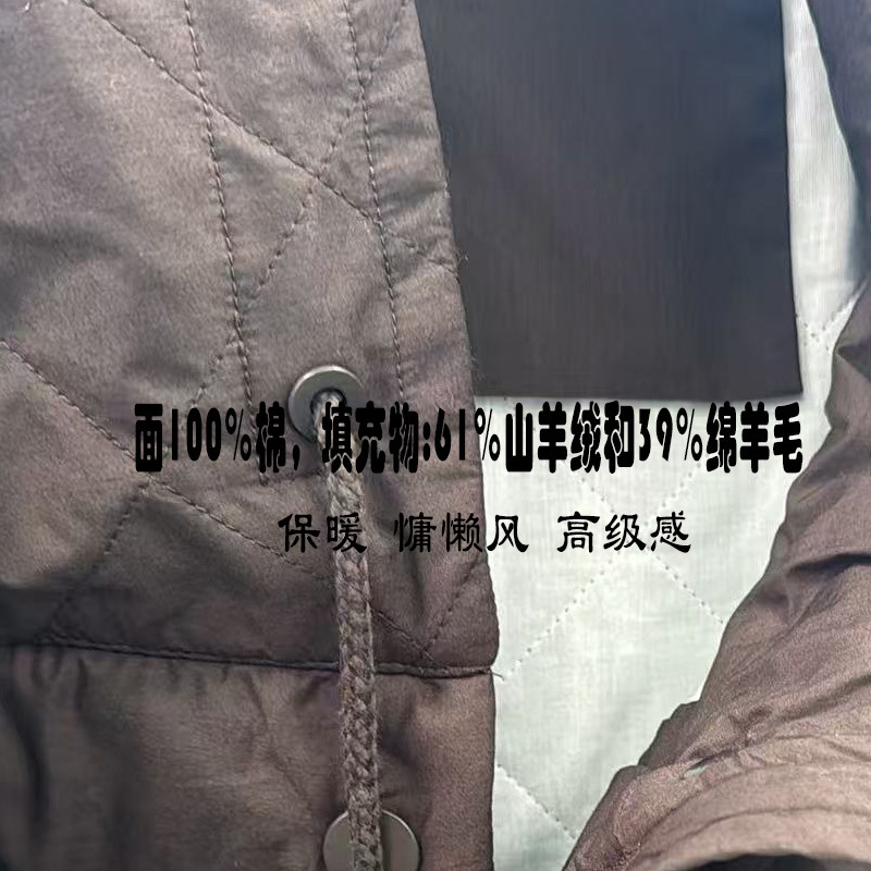 女士保暖宽松慵懒风马甲背心 棕色高端大码羊毛开衫马甲女秋外穿|undefined