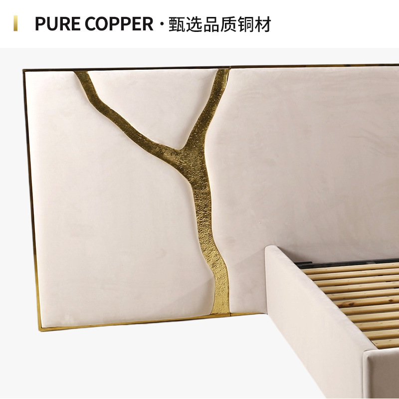 轻奢高端实木框架主卧床现代简约设计师艺术感别墅豪宅双人床批发|undefined