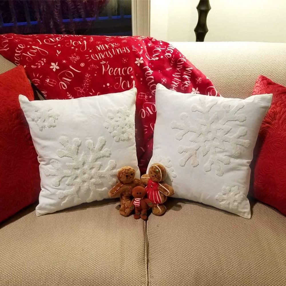 Рождественская вышитая Снежинка наволочка однотонная льняная вышитая наволочка с полотенцем в скандинавском стиле простая наволочка