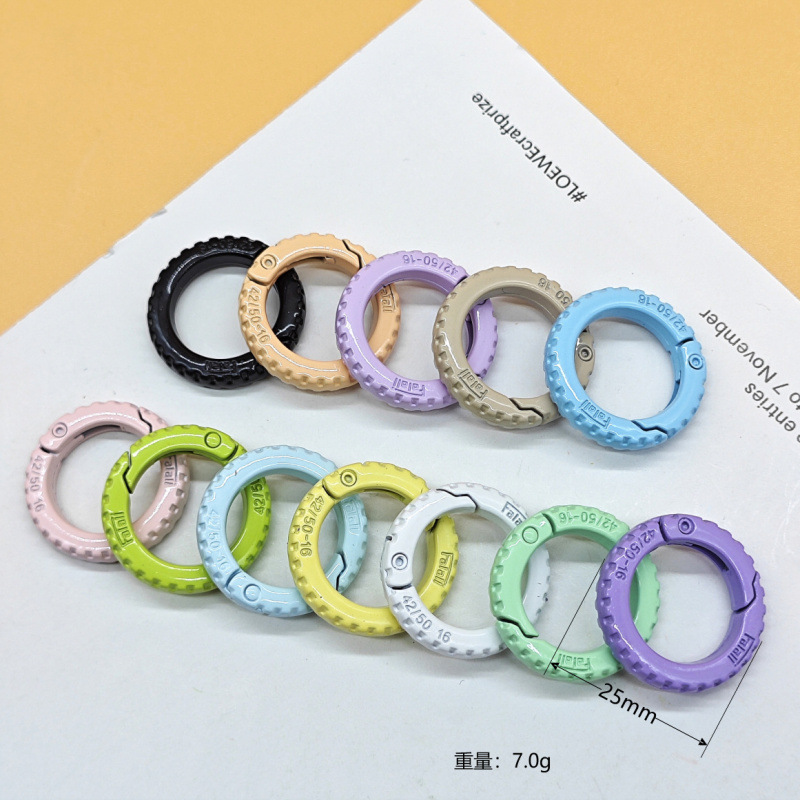スプリングリングキャンディーカラースプリングバックルアクセサリーカラフルな愛ペイントブックリングカードリングキーホルダーオープン diy ジュエリー|undefined