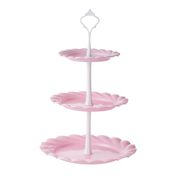 Three-layer water drop round white pole pink