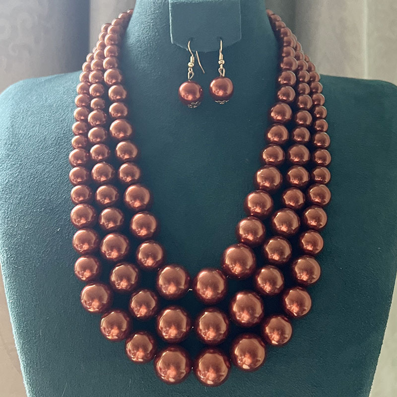 150g Weight Earrings, Necklace Classification 1 Set Quantity Banquet, Cocktail Party Occasion Imitation Pearl Material Pearl Pattern Women's Gender Round Design Glam, Exaggerated Style Glam Exaggerated Pearl Imitation Pearl Round Women's Earrings Necklace 18