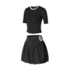 Set, black T-shirt, skirt