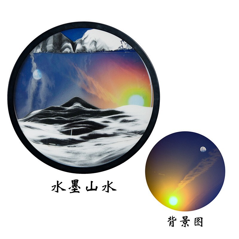 クリエイティブな写真の壁の装飾ラウンド回転流砂絵画砂時計工芸品テレビソファ背景壁ベッドサイド吊り絵画|undefined