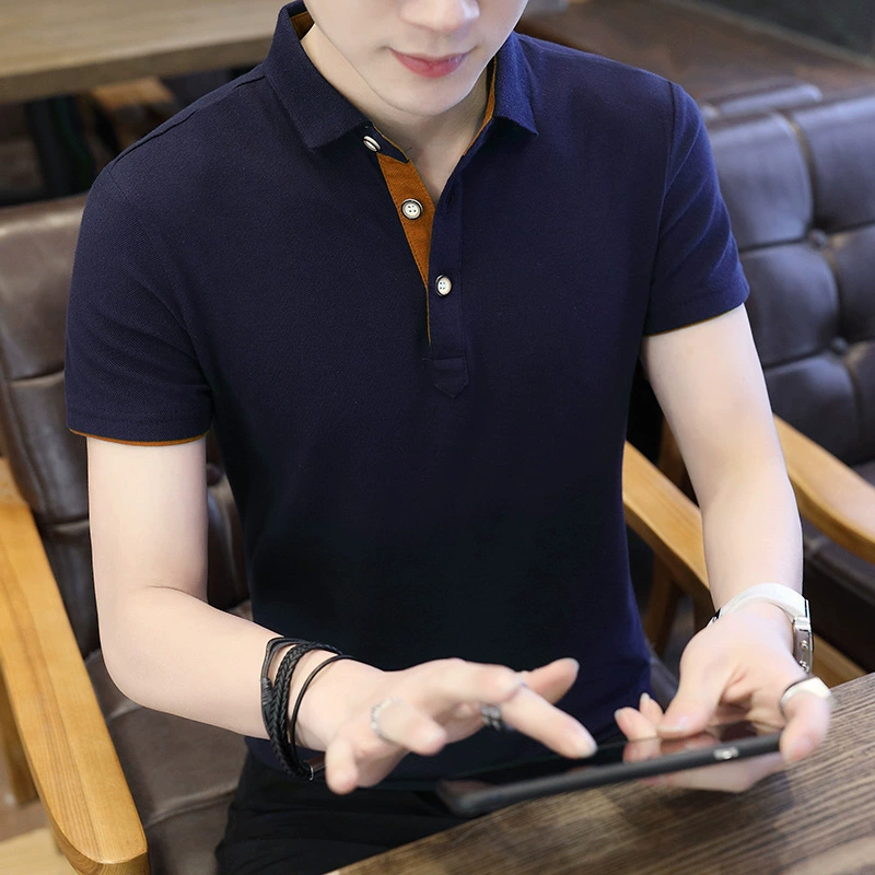 Рубашка POLO мужская футболка с коротким рукавом летняя красивая тенденция 95 хлопчатобумажных лацканов