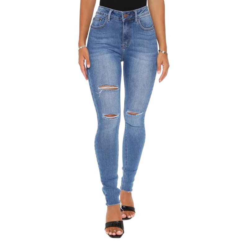 Comercio exterior transfronterizo europeo y americano wisebay Amazon Mujeres slim fit stretch jeans rasgados pantalones lápiz