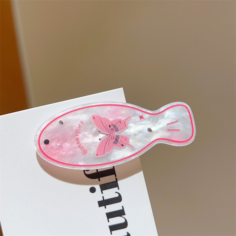 Butterfly pink fish hairpin [1 piece]