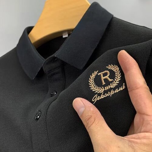 Men's short-sleeved T-shirt, high-end polo shirt, trendy men's summer new style, Korean version, slim lapel top, foreign trade dropshipping